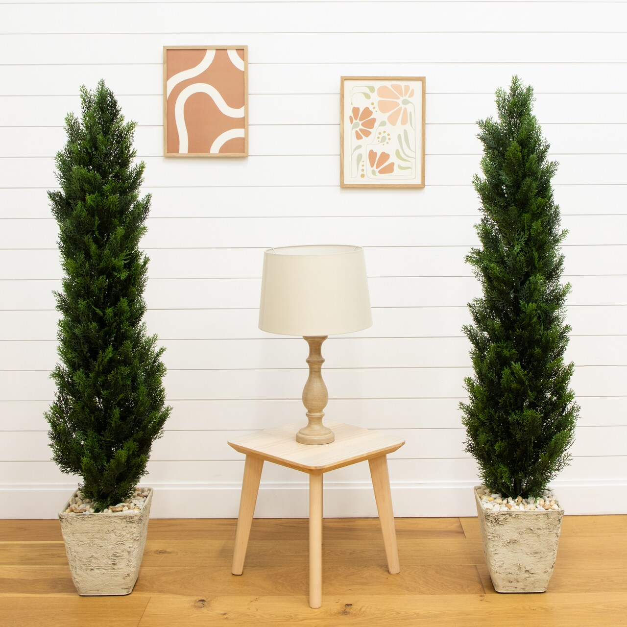 Nearly Natural Potted Cedar Artificial Topiary Tree - 5' - Set of 2